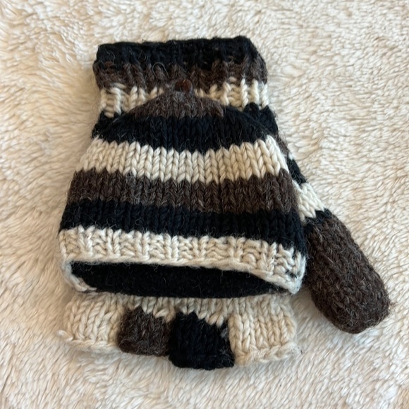 Homemade knit wool Flip Top Gloves - Picture 5 of 8